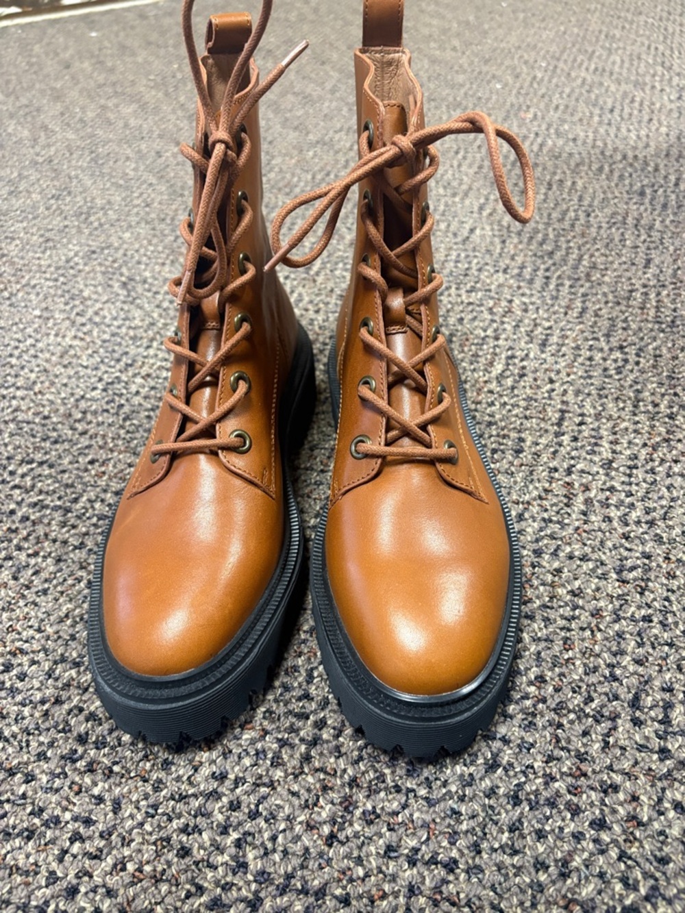 Madewell Tan Leather Combat Boots